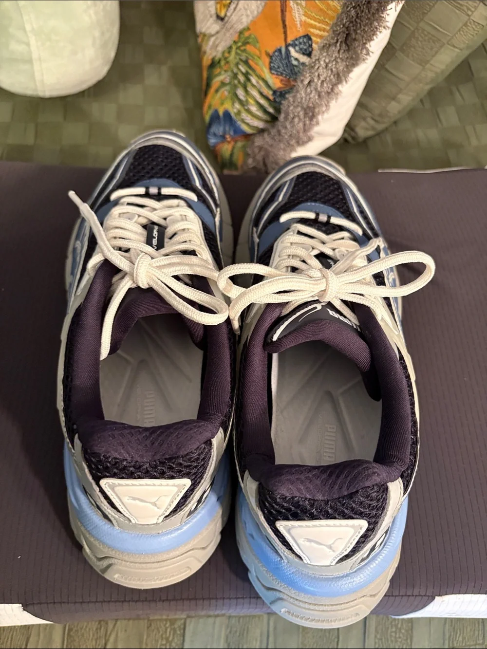 Puma Velophasis Men's Navy, Light Blue and White Mesh Lace-Up Sneakers